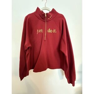 Nike Just Do It Pullover Sweatshirt Women's 2X Mock Neck‎ Red Gold